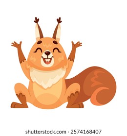 Funny Squirrel Animal Character with Bushy Tail Laughing Vector Illustration