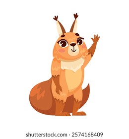 Funny Squirrel Animal Character with Bushy Tail Waving Paw Vector Illustration