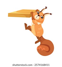 Funny Squirrel Animal Character with Bushy Tail Hanging Vector Illustration