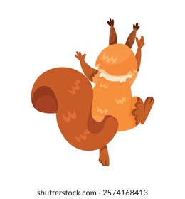 Funny Squirrel Animal Character with Bushy Tail Climb Vector Illustration