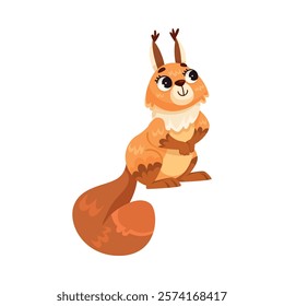 Funny Squirrel Animal Character with Bushy Tail Sit Vector Illustration