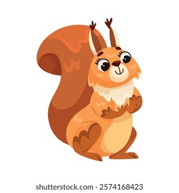 Funny Squirrel Animal Character with Bushy Tail Sit Vector Illustration