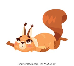 Funny Squirrel Animal Character with Bushy Tail Fall Down Vector Illustration