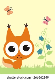 Funny squirrel with big eyes