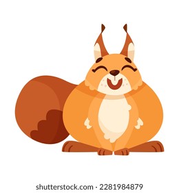 Funny Squirrel with Bushy Tail Laughing Expressing Emotion Vector Illustration