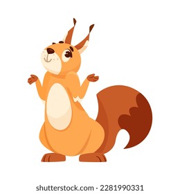 Funny Squirrel with Bushy Tail Shrugging Shoulders Expressing Emotion Vector Illustration