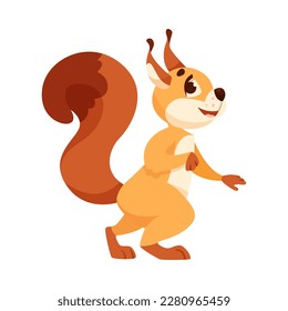 Funny Squirrel with Bushy Tail Sneaking Expressing Emotion Vector Illustration