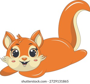 Funny Squirrel Cartoon Character. Isolated on White Background. Vector Illustration.