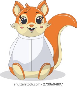 Personagem de desenho animado de esquilo engraçado. Isolado em Fundo Branco. Ilustração vetorial.
