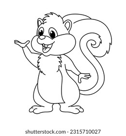 Funny squirrel cartoon coloring page
