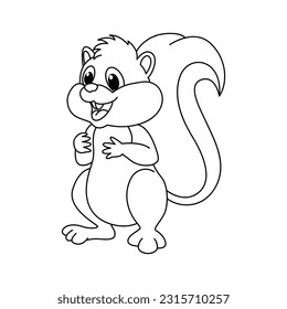 Funny squirrel cartoon coloring page