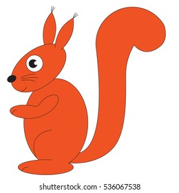 Funny Squirrel cartoon. Outlined object with black stroke.