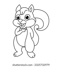 Funny squirrel cartoon vector coloring page