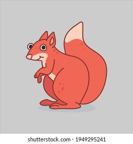 Funny squirrel character in cartoon style. Flat kid graphic. Isolated vector illustration.