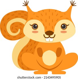 Funny squirrel. Cute wild forest animal character