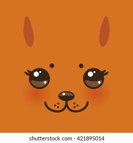 funny squirrel face on orange background. Vector