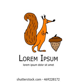 Funny squirrel with nut for your design