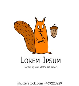 Funny squirrel with nut for your design