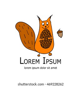 Funny squirrel with nut for your design