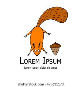 Funny squirrel with nut for your design