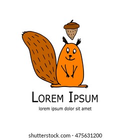 Funny squirrel with nut for your design