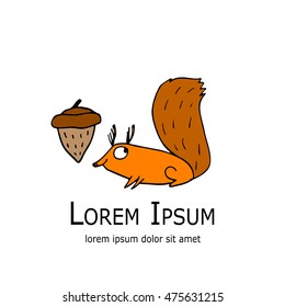 Funny squirrel with nut for your design