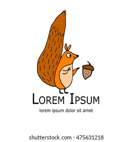 Funny squirrel with nut for your design