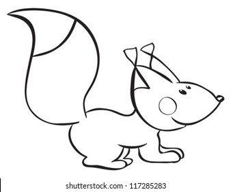 Funny squirrel. Outline illustration