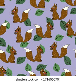 Funny Squirrel Vector Pattern Seamless