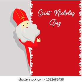 funny St. Nicholas. Vector Illustration of funny St. Nicholas which is holding a lis