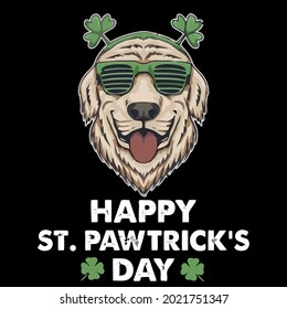 funny st patricks day dog golden retriever s trucker cap ( design vector illustration for use in design and print wall art poster canvas