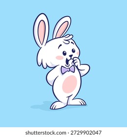 Funny standing bunny. Cute character for greeting card, banner, poster, web design. Flat cartoon style. Vector illustration.