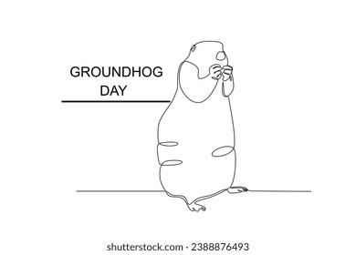 A funny standing groundhog. Groundhog day one-line drawing