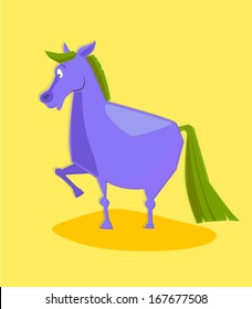Funny standing horse. Comic character vector illustration