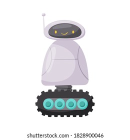 Funny Standing Humanoid or Robot with Antenna as Artificial Intelligence Vector Illustration