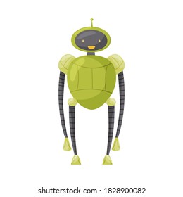 Funny Standing Humanoid or Robot with Antenna as Artificial Intelligence Vector Illustration