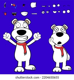 funny standing polar bear character cartoon kawaii expressions set in vector format