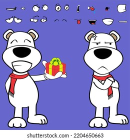 funny standing polar bear character cartoon kawaii expressions set in vector format