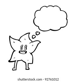 funny star cartoon character with thought bubble
