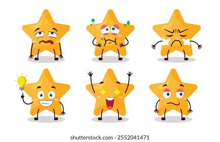 Dibujos animados de estrellas divertidas con diferentes expresiones Ilustración de diseño
