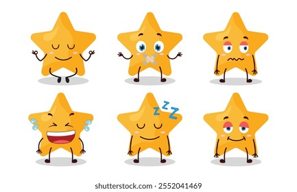 funny star cartoon with various expressions design illustration