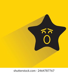 funny star emoji with shadow on yellow background