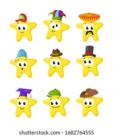 funny star, flat, object, headdress, smile