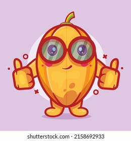 funny star fruit character mascot with thumb up hand gesture isolated cartoon in flat style design 