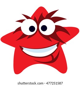 Funny star with a smiley face. Cartoon character.