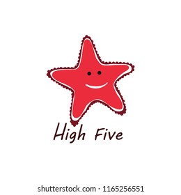 Funny starfish for printing on clothes. High five. Vector illustration