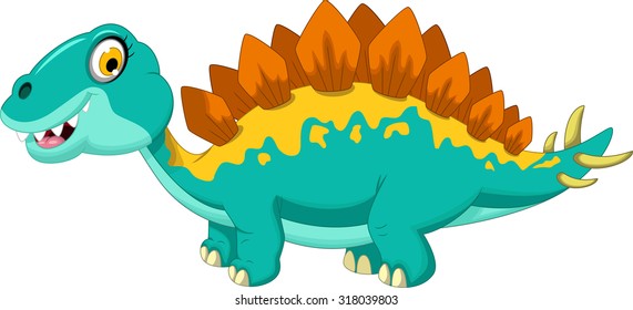 Green Stegosaurus Cute Dinosaur Cartoon Design Stock Vector (Royalty ...