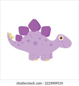 Funny stegosaurus, cute and adorable prehistoric animal, baby monster character design illustration