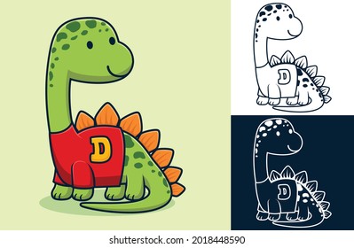 Funny stegosaurus wearing clothes. Vector cartoon illustration in flat icon style