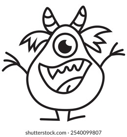 Funny stick  figure monster vector cartoon illustration